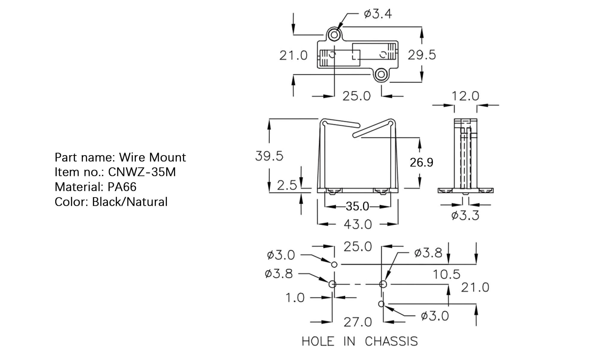 Plastic Wire Mount CNWZ-35M